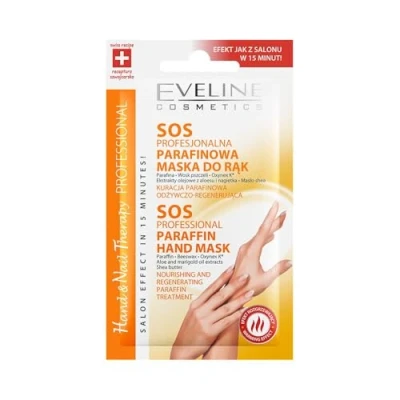 Abbildung von Eveline Cosmetics Hand &amp; Nageltherapie SOS Professionelle Paraffin Handmaske Tiefenwirksame Feuchtigkeits Regenerationsbehandlung mit Bienenwachs und Oxynex K