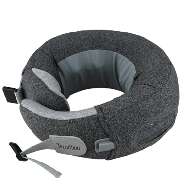 Abbildung von TERRAILLON Nackenmassage, Nacken und Nackenmassagekissen, entspannend, Stressabbau, 3 Massagegeschwindigkeiten, 2 Drehrichtungen, Heizoption, verstellbarer Gurt, USB C