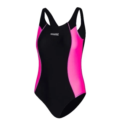 Abbildung von Aqua Speed Sportbadeanzug Mädchen Badeanzug Einteiler für Kinder UV Schwimmanzug Kids Swimwear Sport Strand Swimming Pool Swimsuit Schwarz Violett Gr. 140 cm Luna