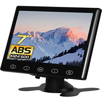 Abbildung von WHOLEV Mini Monitor HDMI 7 Zoll LCD HD 1024x600 16:9 Touch Taste mit AV/VGA/HDMI/Kopfhörer Eingebauter Lautsprecher für Büro/Geschäft/Heimsicherheit Raspberry Pi CCTV Kamera PC DVR