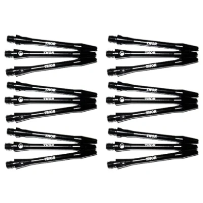 Abbildung von THOR DARTS ®™ Aluminiumschäfte 47mm medium Dart Alu Shafts 6 Set = 18 Stück schwarz