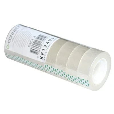 Abbildung von Q Connect KF17491 Transparentes Klebefilm Klebeband / 8 Rollen 18 mm x 30 m/für Schule, Heim und Büro