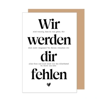 Abbildung von Edition Seidel Premium Glückwunschkarte zum Abschied mit Umschlag. Abschiedskarte Spruch Grußkarte Karte Ruhestand Jobwechsel Mann Frau Kollege Kollegin Freunde (AS153 SW025)