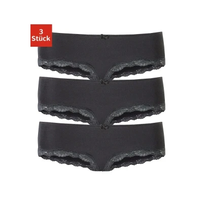 Abbildung von Lascana 3PACK Panties, Damen, Größe: 32/34, Schwarz