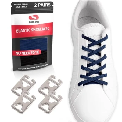 Abbildung von SULPO 2 Paar Schnürsenkel ohne binden Schick Schnellschnürsystem Elastische Ersatz Schlaufen für alle Schuhe