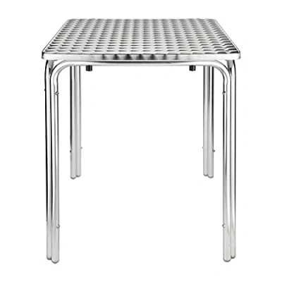 Abbildung von Bolero Quadratischer Innen Außen Café Restaurant Bistro Terrassentisch 600mm, Aluminiumgestell, Edelstahlplatte, Abmessungen: 720(H) x 600(B) 600(T)mm CG837
