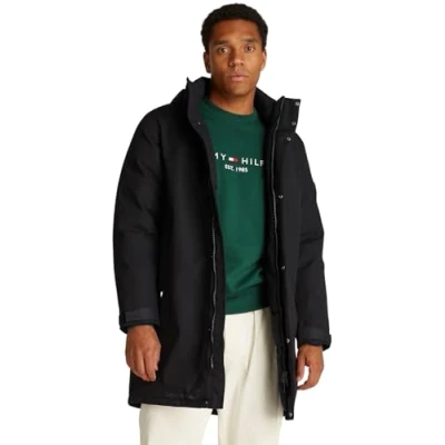 Abbildung von Tommy Hilfiger Padded Parka Wintermantel, Herren, Größe: Small, Black