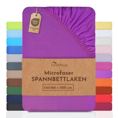 Abbildung von Sonderposten!! Mikrofaser SPANNBETTLAKEN zum Sparpreis! viele Größen und Farben Markenware (140x200 160x200 cm, lila)