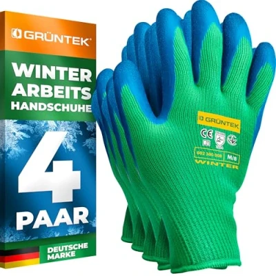 Abbildung von GRÜNTEK Winter Schutzhandschuhe mit Thermo Futter: Wasserdichte Garten und Arbeitshandschuhe für optimalen Kälte Schutz Arbeitsschutz, Innenfutter, Latex
