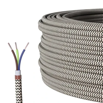 Abbildung von Textilkabel für Lampe, Stoffkabel aus Leinengarn, 3 adrig (3x0,75mm²), Leinen Schwarz Meter