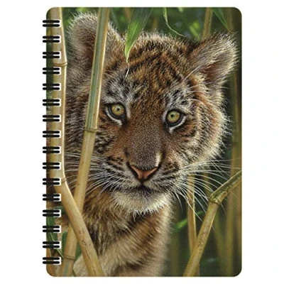 Abbildung von 3D LiveLife Jotter Entdeckung von Deluxebase. Linsenförmiges Tiger A6 Spiralblock. Ein liniertes Notizbuch mit Kunstwerken, die vom renommierten Künstler Collin Bogle lizenziert wurden