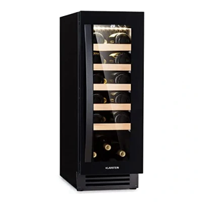 Abbildung von Klarstein Weinkühlschrank Vinovilla,1 Zone Getränkekühlschrank mit Glastür, Leiser Kühlschrank, Flaschenkühlschrank Klein, Weinschrank für Getränke, Weinkühler 5 20C, Wine Fridge 50 L, 20 Flaschen