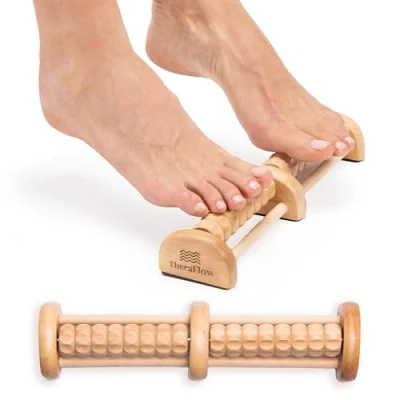 Abbildung von TheraFlow Fußmassagerolle aus Holz Reflexzonenmassage für Zuhause &amp; Unterwegs Fußmassagegerät Neuropathie und Fersensporn Lindert Schmerzen löst Verspannungen