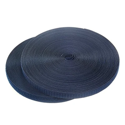Abbildung von TUKA 25m x 20mm Klettband zum aufnähen, Rückseite Nicht selbstklebend, 25 Meter Flausch &amp; Hakenband, breit Klettverschluss, Extra Stark Haftkraft Haken, Marine Blau TKB5004 navy