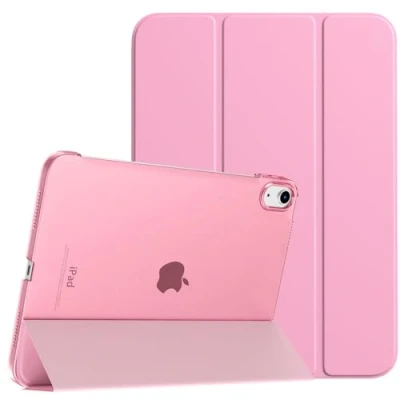 Abbildung von TiMOVO Hülle Kompatibel mit iPad 10 Generation 10,9 Zoll 2022, 10. Schlank Smart Case Cover, Auto Schlaf/Aufwach Schutzhülle Transluzent Hart PC Rückhülle, Blumen Rosa