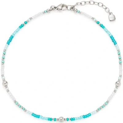 Abbildung von Leonardo Jewels Fußkettchen Ciao Happy, Fuss Kette aus Edelstahl mit winzigen Aqua Türkis Glasperlen, gold, 24 28 cm Länge, Geschenk Damen, 023860