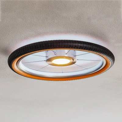 Abbildung von my home Deckenleuchte »Bela, Wheel, Reifen, Deckenlampe im Reifendesígn«, Leuchtmittel LED Modul wechselbar, Ø 51cm, Hauptlicht und indirekte Beleuchtung getrennt schaltbar