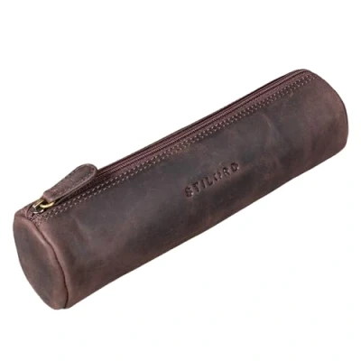 Abbildung von STILORD &#039;Miller&#039; Federmappe Leder Rund Vintage Federmäppchen Rolle Lederetui Stifterolle Pencil Case Schlamperrolle aus Echtem