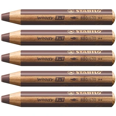Abbildung von Buntstift, Wasserfarbe &amp; Wachsmalkreide STABILO woody 3 in 1 Einzelstift braun