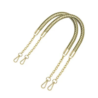 Abbildung von besbomig 2 Stück Taschengurt Schultergurt Ersatz PU Taschengriff Geflochtene Handtasche Strap Tasche Kette 60cm, Gold
