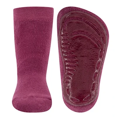 Abbildung von EWERS Stoppersocken SoftStep Uni, Socken mit Anti Rutsch Sohle für Jungen und Mädchen, 1 Paar rutschfeste Kindersocken Gummisohle, Marone (Lila), Größe 27 28