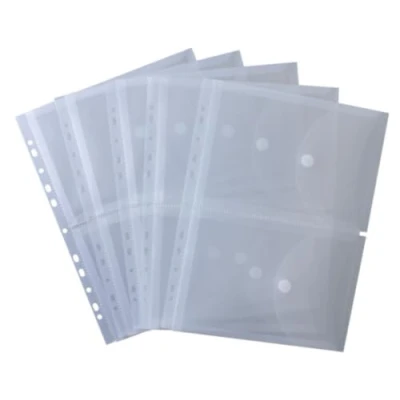 Abbildung von 2 Dokumententaschen A5 auf A4 quer / 5 Stück/transparent klar Dokumentenmappe zum Abheften mit EURO Lochung, Abheftrand, Klappe und Klettverschluss