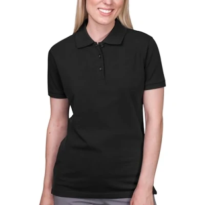 Abbildung von HRM Damen Heavy Stretch Polo, schwarz, Gr. M I Premium Polo Shirt aus 95% Baumwolle &amp; 5% Elasthan Basic Polohemd bis 40C waschbar Hochwertige nachhaltige Oberteile Workwear