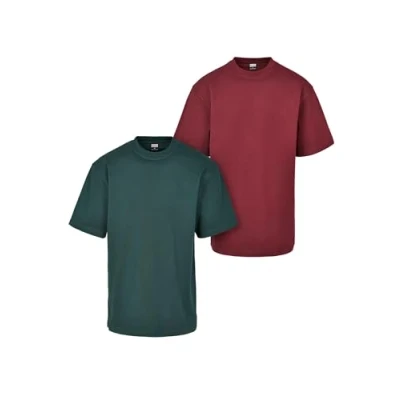 Abbildung von Urban Classics 2PACK Tshirt basic, Herren, Größe: XXL, Redwine bottlegreen
