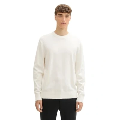 Abbildung von TOM Tailor Denim Rundhals Strickpullover, Herren, Größe: Medium, Wool white
