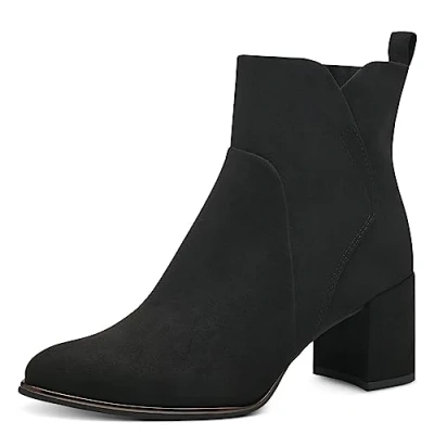 Abbildung von MARCO TOZZI Damen Stiefeletten mit Absatz Spitz Reißverschluss, Schwarz (Black), 36 EU