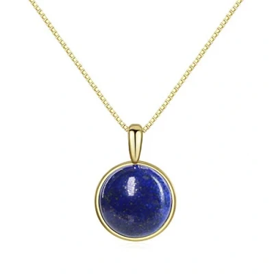 Abbildung von COAI Geschenkideen Damen 925 Sterling Silber Halskette mit Medaillon Anhänger Runder aus Lapislazuli