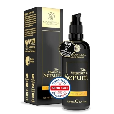 Abbildung von BIO Vitamin C Serum 100ml +Hyaluron +Vitamin E +Panthenol ✓ 100% Vegan &amp; 6 Fach Gesicht ✓hochdosiertes verkapseltes für reine Haut Naturkosmetik Made in Germany