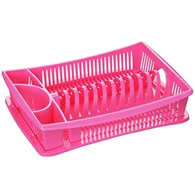 Abbildung von WELLGRO Abtropfgestell Abtropfgitter Geschirr Abtropfkorb Abtropfständer Abtropfschale Geschirrabtropfständer MADE IN EUROPE, Farbe:Pink