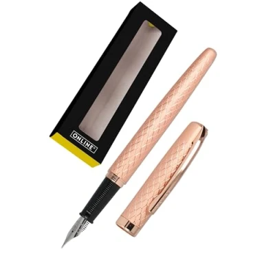 Abbildung von ONLINE Füllhalter Eleganza Diamond Rosegold I hochwertiger Metall Füller Feder M Metallclip inkl. Tintenpatrone blauschreibend für Standard Patronen in Geschenkverpackung