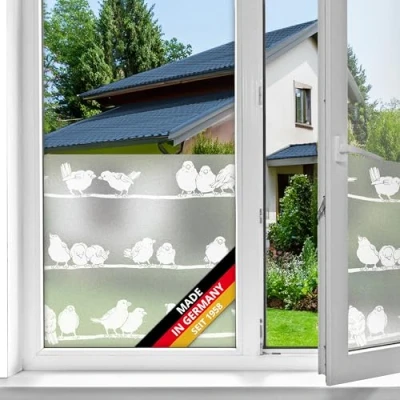 Abbildung von d c fix Fensterfolie static Premium Filippa UV Sichtschutz beidseitig blickdicht statisch selbsthaftend Folie für Bad Fenster, Küche, Glastür Milchglasfolie Sichtschutzfolie Glasfolie 45 cm x 1,5 m