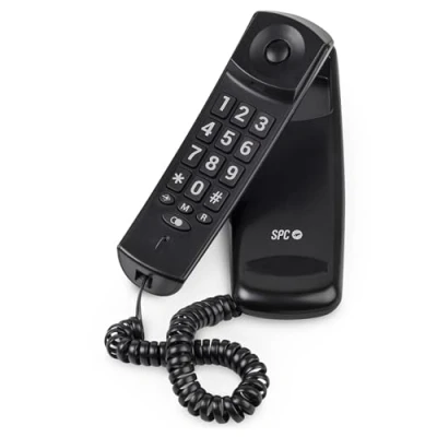 Abbildung von SPC Original Lite 2 Kompaktes und benutzerfreundliches Festnetztelefon für den Schreibtisch oder die Wand, Signallicht, 10 indirekte Speicherplätze, große Tasten, Wahlwiederholung Schwarz