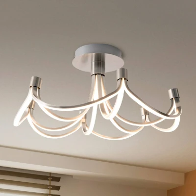 Abbildung von näve LED Deckenleuchte »Festos«, 1 flammig, Leuchtmittel Modul fest integriert, Krone, in 3 Stufen dimmbar, nickelmatt, warmweiße LED, D: 60cm