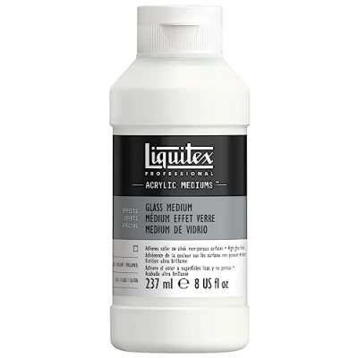 Abbildung von Liquitex 8870519 Glas Medium für Acrylfarben, verbessert die Haftung von Acrylfarben auf oder Keramik, bildet eine kratzfeste Oberfläche, erzeugt ein glattes hochglänzendes Finish 237ml Flasche