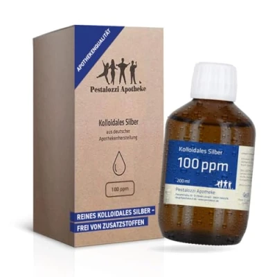 Abbildung von kolloidales Silber 100ppm aus Apotheken Herstellung 100 % natürliches, Silberwasser, ohne chemische Zusatzstoffe, Inhalt: 200 ml