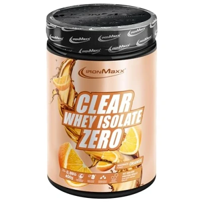 Abbildung von IronMaxx Clear Whey Isolate Zero Orange 400g Dose Klarer Molkenprotein Isolat ohne Zucker Laktosefreies Protein Limonade mit fruchtig erfrischendem Geschmack
