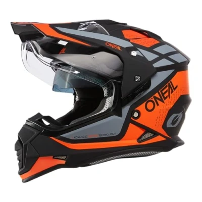 Abbildung von O&#039;NEAL Motorradhelm Enduro Motorrad Ventilationsöffnungen für maximalen Luftstrom &amp; Kühlung, integrierte Sonnenblende Sierra Helmet R V.24 Erwachsene Schwarz Orange Grau Größe M