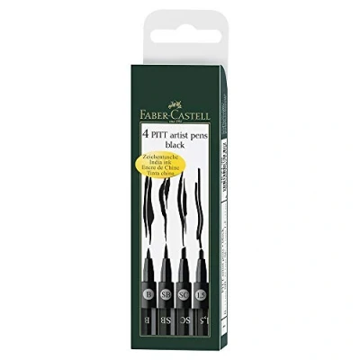 Abbildung von Faber Castell 167139 Tuschestift Pitt artist pen 4er Packung: 1.5, SC, SB, B, schwarz