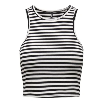 Abbildung von ONLY Damen ONLBELIA S/L Crop TOP JRS T Shirt &amp; Tops, Black/Stripes:Cloud Dancer (Ola), XL