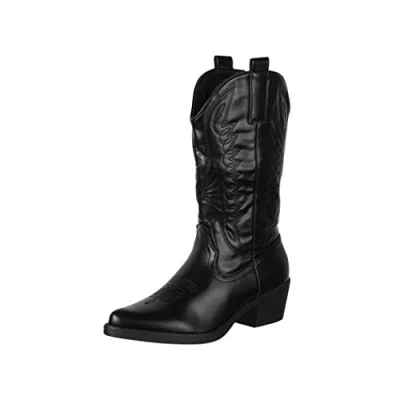 Abbildung von Elara Damen Cowboy Stiefel Biker Boots Chunkyrayan 301 A32 Black 41