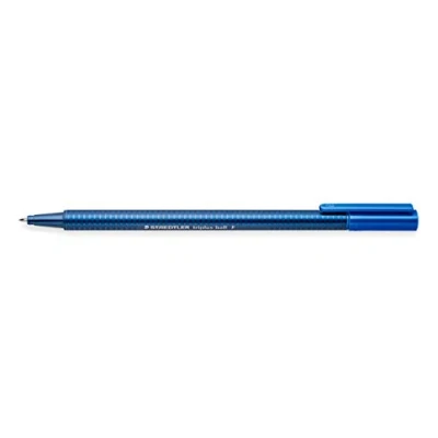 Abbildung von STAEDTLER 437 F 3 Kugelschreiber (triplus ball, ergonomische Dreikantform, hohe Qualität, Set mit 10 Stück, Farbe Blau, Linienbreite F)