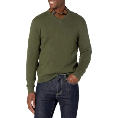 Abbildung von Amazon Essentials Herren Pullover mit V Ausschnitt (in Übergröße erhältlich), Olivenheide, M