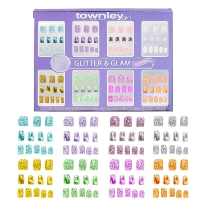 Abbildung von Townley Girl 96 PC Press On Nails Set, Glitzer und Glamour, 8 verschiedene Mix and Match Sets, selbstklebende Kunstnägel für Erwachsene