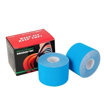 Abbildung von PHYTOP Kinesiologie Tape Set (2 Rollen Blau), Physiotape zur Schmerzlinderung und Verletzungserholung