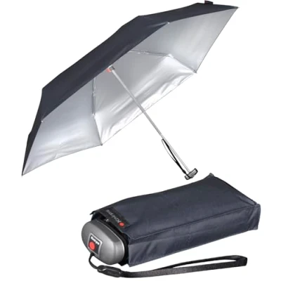 Abbildung von Knirps mini Taschenschirm Travel mit UV und Hitze Schutz Silver Heatshield Navy