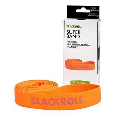Abbildung von BLACKROLL® SUPER Band (104 cm), Gymnastikband zur Kräftigung der Muskeln, Widerstandsband aus hautfreundlichen Textilien, waschbares Fitnessband, Leichter Widerstand (3,8 kg), Made in Germany, Orange